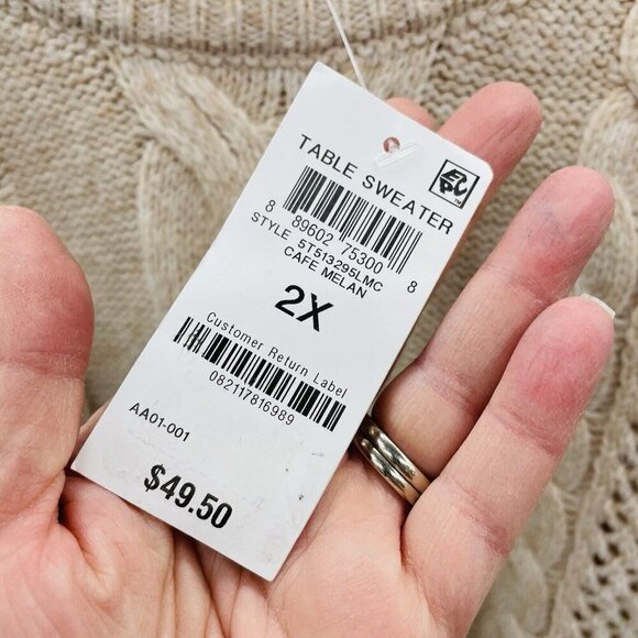 And Now This Womens Trendy Plus Size 2X Mixed-Knit Crewneck Sweater Cafe Melan - Picture 6 of 7